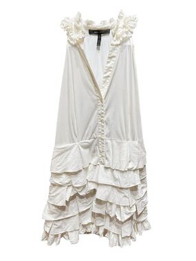 BCBGMaxAzria Pearl White Ruffle Tiered Halter Mini Dress Summer Event Size 6